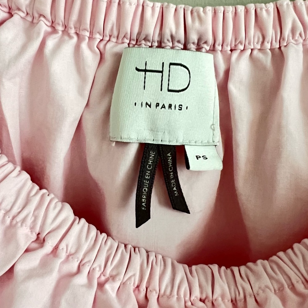 Anthropologie HD in Paris Pink Off the Shoulder Cotton Mini Dress PS - Picture 5 of 10